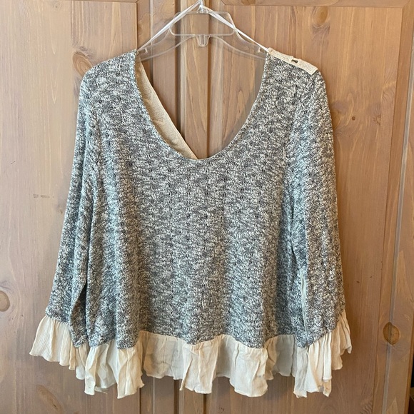 Anna Grace Crochet-Back Sweater - Picture 1 of 3